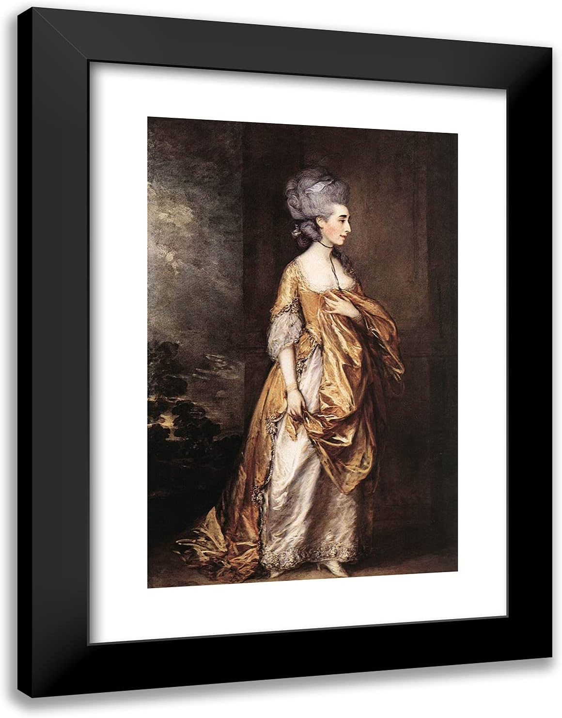 ArtDirect Gainsborough, Thomas 18x24 Gold Ornate Framed Art Print with Double Matting Titled: Mrs. Grace D Elliott