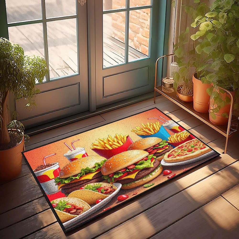 Paillasson d'extérieur pour fête et apéro, grand tapis de porte pizza