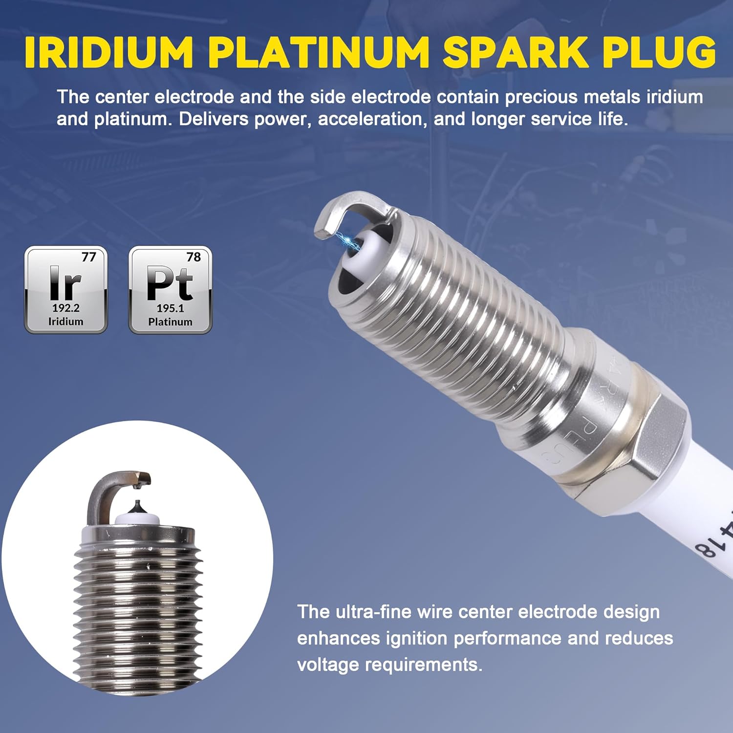 Iridium Platinum Spark Plugs 91418 Compatible with Cadillac Escalade Chevy Corvette Silverado 1500/2500HD/3500HD Suburban Tahoe GMC Savana Sierra Yukon V8 5.3L-6.6L Replacement for ILTR5E11 Pack of 8