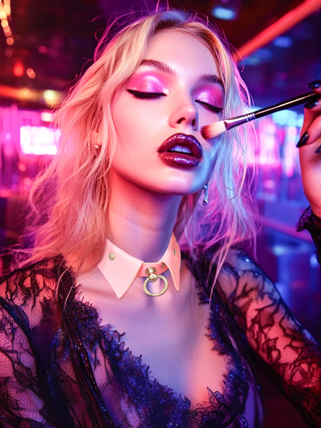 Urieo Gothic Leather Choker Necklace Punk Nightclub Jewerly Accessories for Women