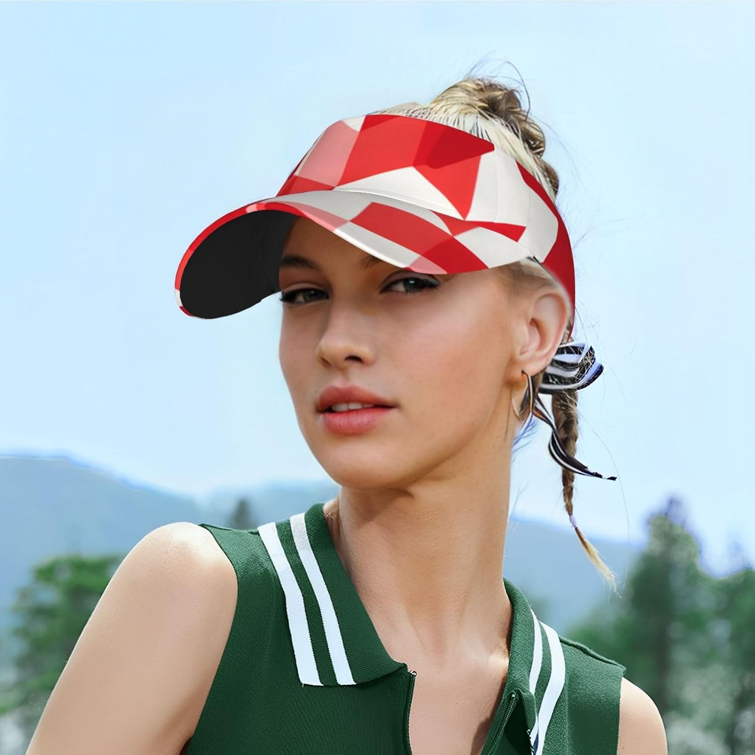 (Canada Flag) Adult Sun Visor Hat Adjustable Open Top Sports Cap Breathable for Men Women Beach Vacation Essentials Black