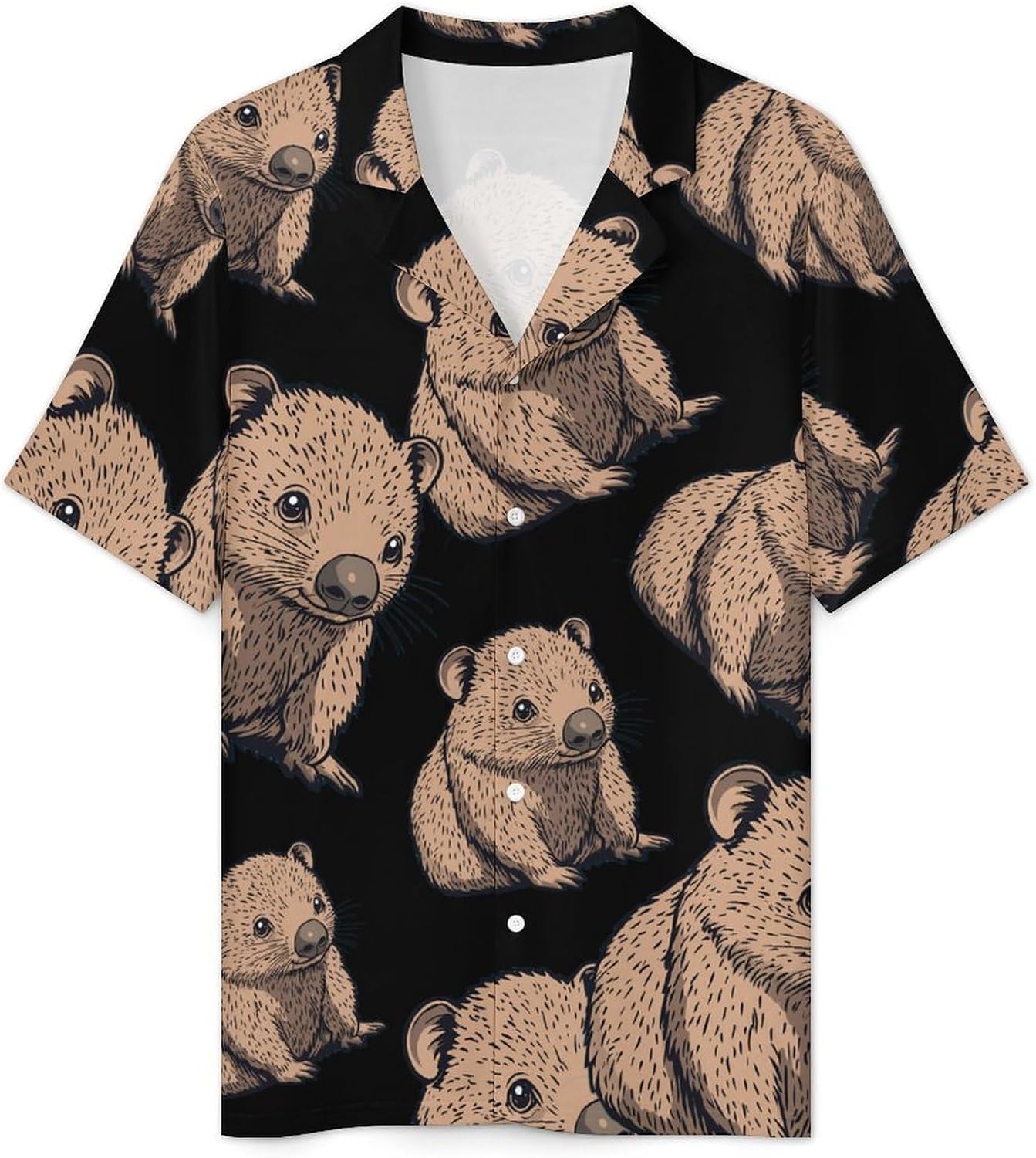 Wombat Men's Short Sleeve Pajama Set Satin Silk Like Lounge Sleepwear