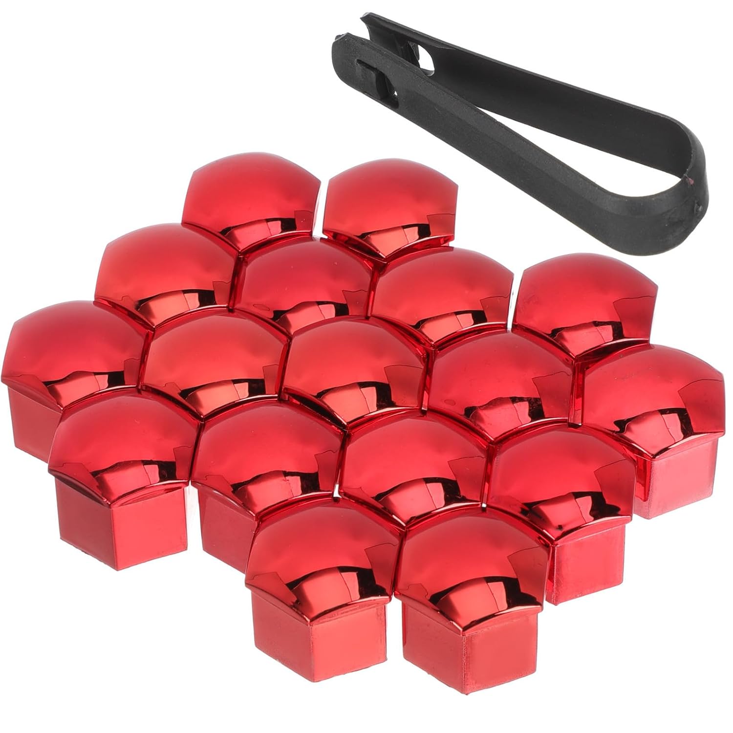 Ipetboom 20pcs Red Plastic Lug Nut Covers with Fitment Tool for Wheel Nut Protection and Dust Prevention Very Firm Lug Bolt Caps for Automotive Wheels for Semi Truck