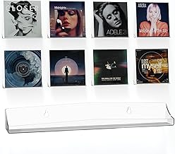 Set of 8 Floating Vinyl Record Shelves, 30cm Clear Acrylic Storage Shelf, Decoration for Vinyl Records/Photos/Paintings in Bedroom or Living Room