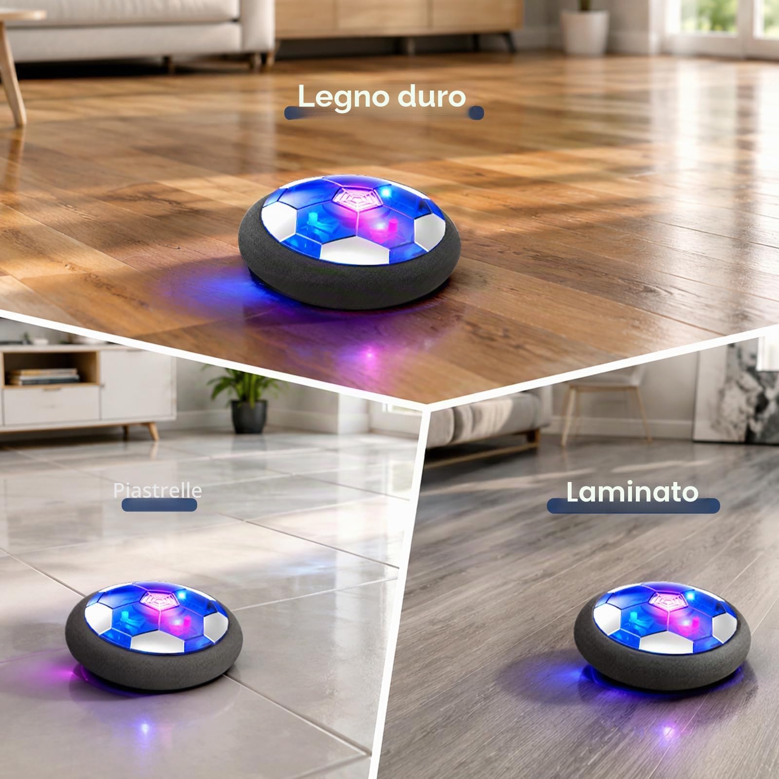 Pallone da Calcio Fluttuante Ricaricabile con Luci LED, Hover Soccer Ball per Bambini 3-10 Anni, Giocattolo Calcio Indoor con Paraurti in Schiuma, Regalo Natale e Compleanno per Ragazzi e Ragazze