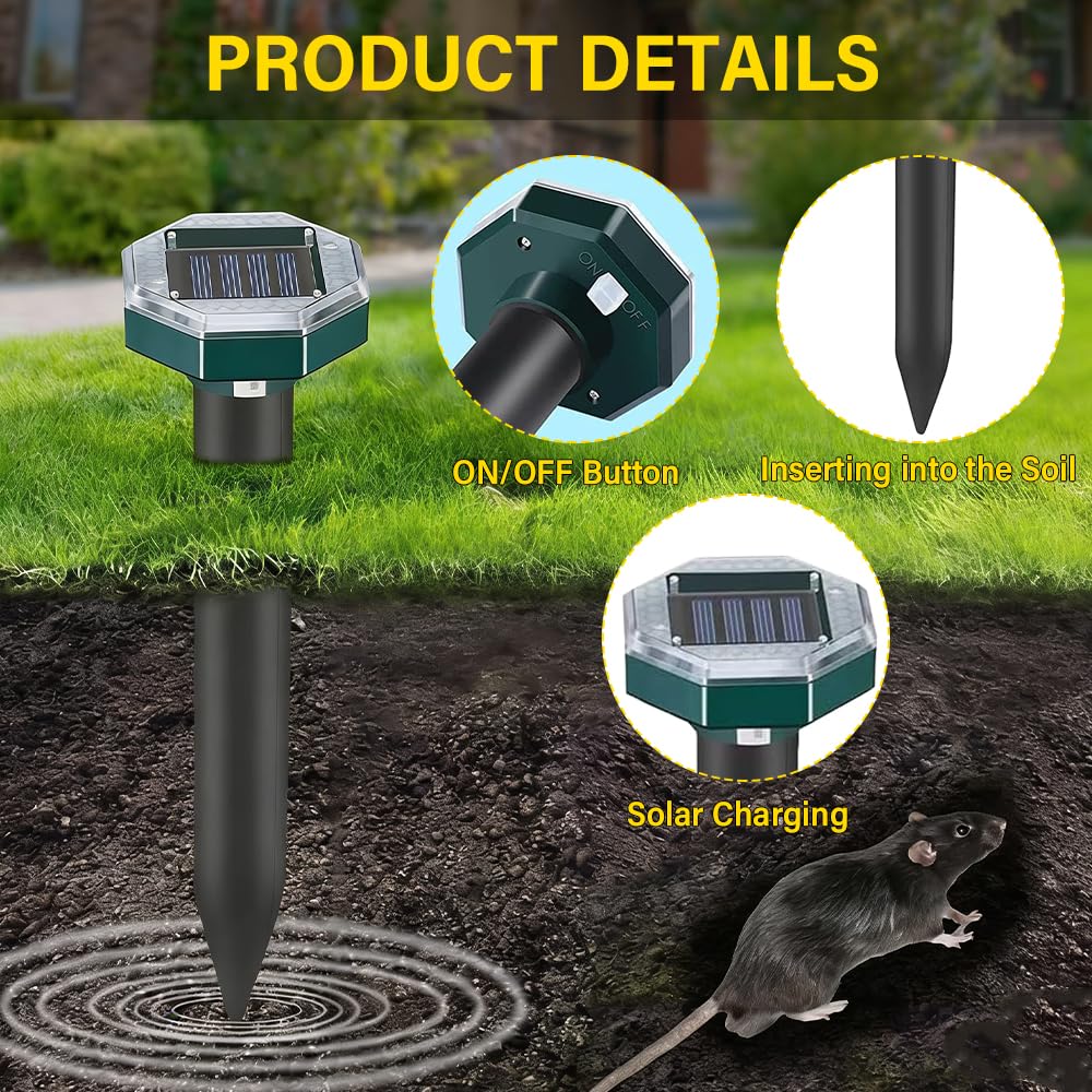 Anti Taupe Solaire Vibration Et Ultrasons,6 PiècesRepulsif Taupe Solaire,Répulsif Contre Les Taupes,Répulsif Contre Les Campagnols,Répulsifs Solaires Anti-Taupes pour Le Pelouses Et Les Jardin