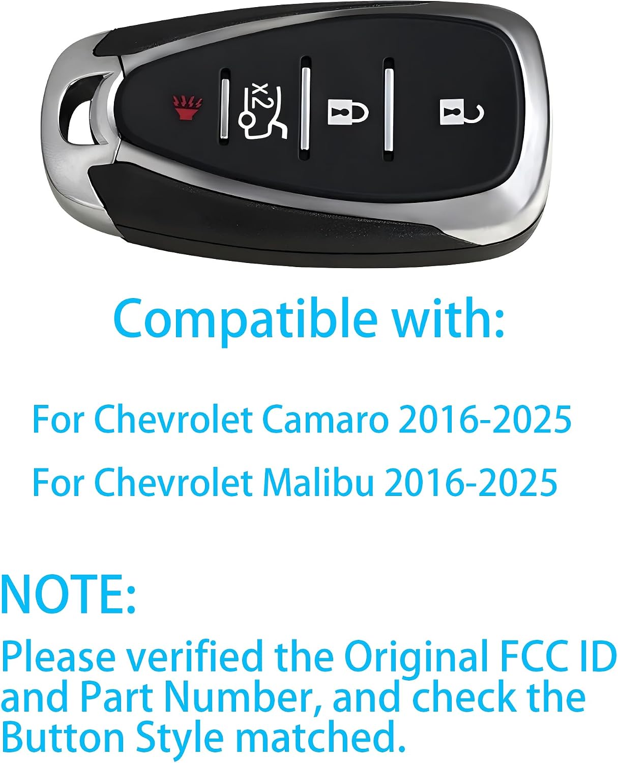 Smart Key for Chevrolet Malibu 2016-2025, Alliskeys 4-Buttons Proximity Remote Control Key Fob Replacement for Chevy Malibu Camaro 2016-2025 HYA4EA HYQ4ES