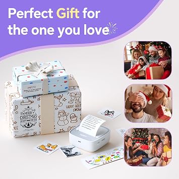 HPRT Mini Printer Sticker Maker with 1 Rolls Paper, Bluetooth Portable Thermal Printer, Print Pods Printer for Pictures, Study Notes, Kid's DIY Creation, Memo, List, Compatible with Phone