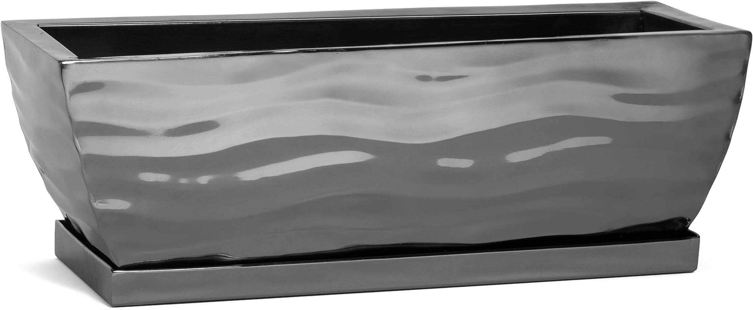 H Potter Small Succulent Planter Rectangular Plant Pot Flower Container Indoor Outdoor Window Box Dimensions 12 x 4 x 4 Inches