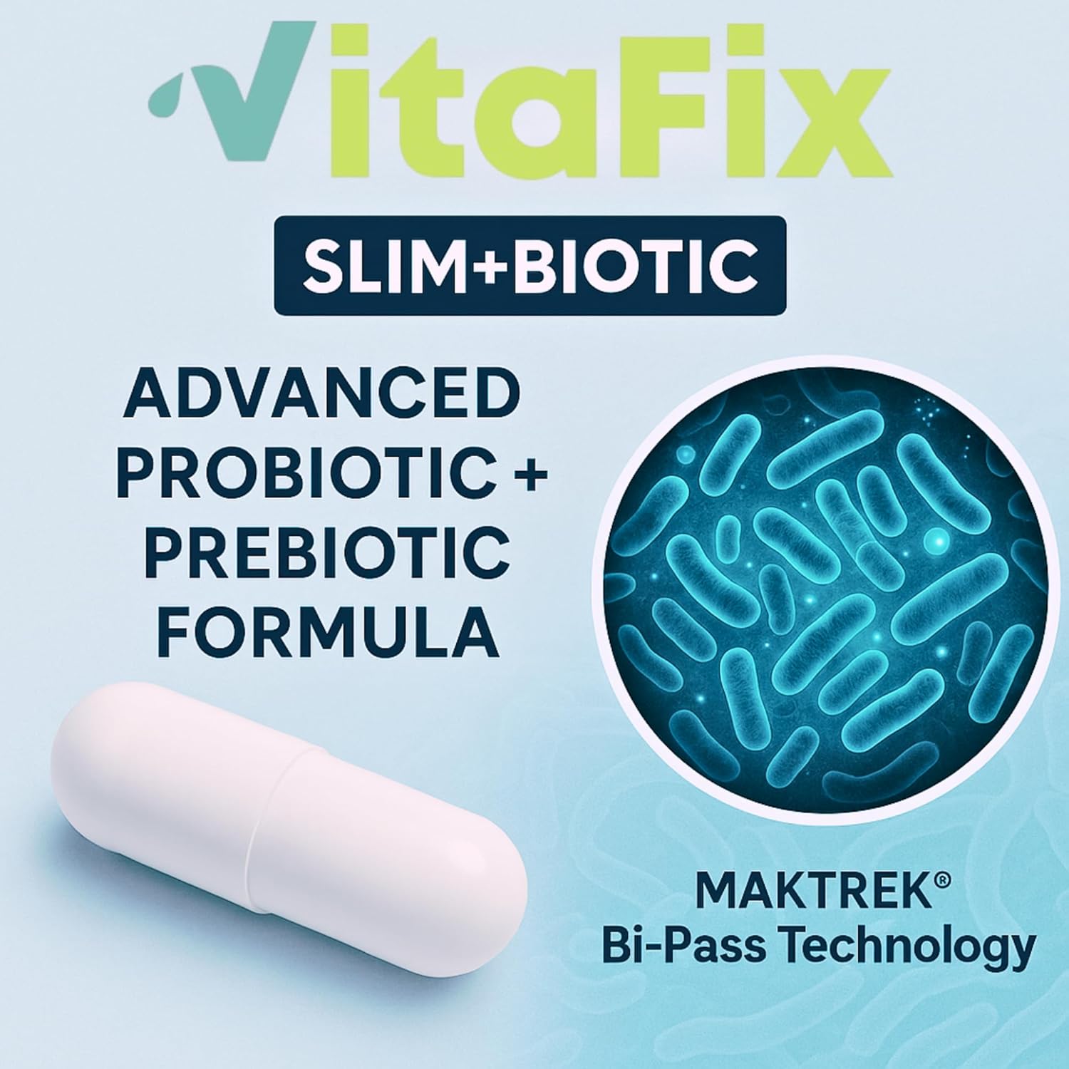 Probiotic & Prebiotic SlimBiotic Synbiotic – 40 Billion CFU with MAKTREK® Bi-Pass Tech, Helps Gut Health & Digestion, Regularity, Bloat, Immune & Weight Loss For Women and Men, (60 Ct) Gluten Free