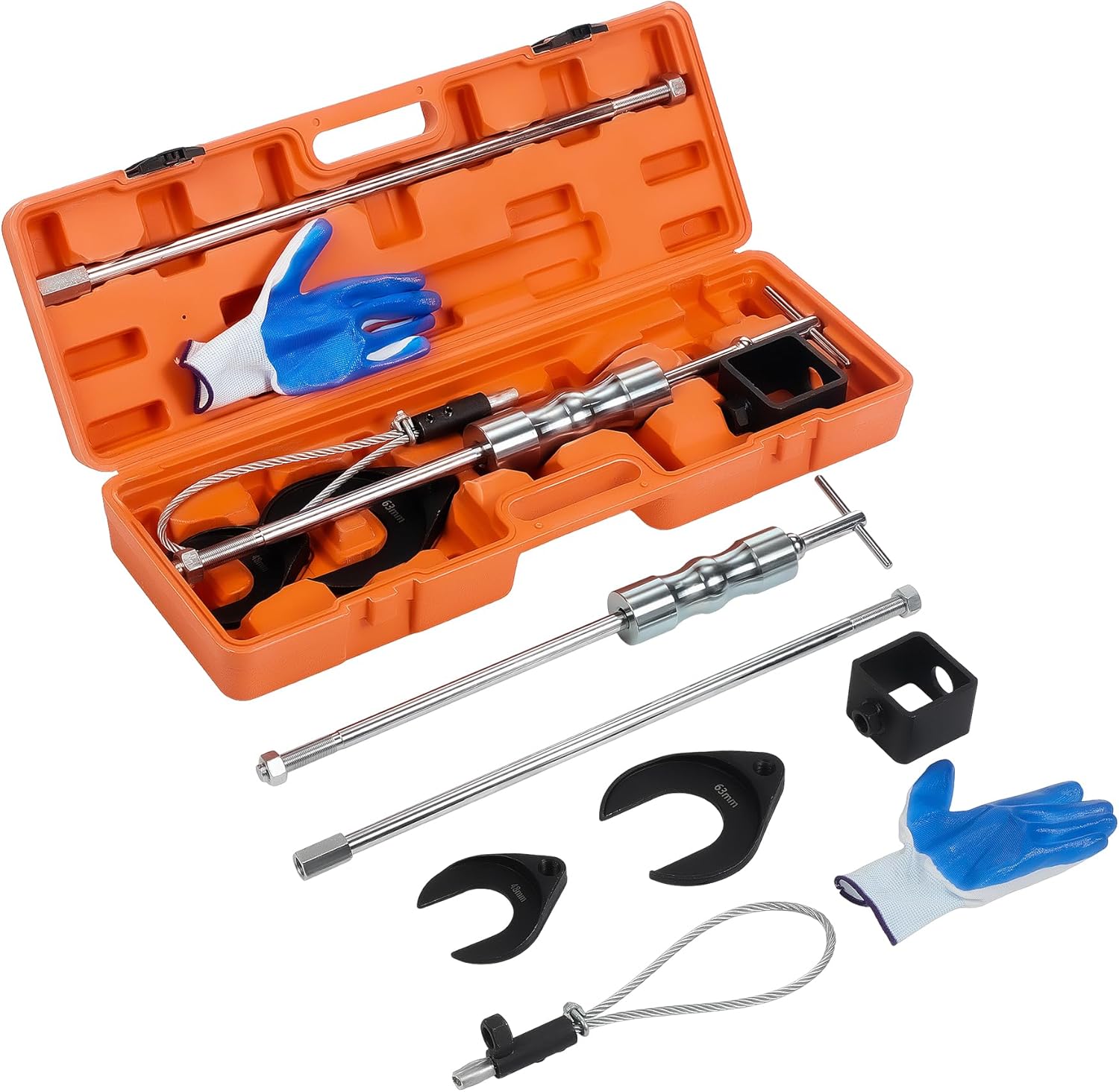Inner CV Joint Puller Slide Hammer Front Wheel Drive Axle Half Shaft Removal Tool Kit Heavy Duty 10 Pounds Slide Hammer 63mm 48mm CV Joint Fork Steel Cable Adapter Attachments