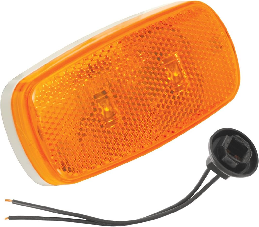 Bargman 42-59-402 Clearance/Side Marker Light (Dual LED Clearance/Side Marker with White Base - Amber)