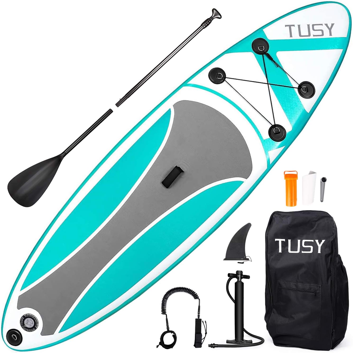 TUSY Inflatable Stand Up Paddle Board 10' Inflatable Paddle Boards SUP Paddleboards with SUP Accessories & Waterproof Carry Bag, Non-Slip Deck, Bottom Fins, Surf Control, for Youth Adult Beginner