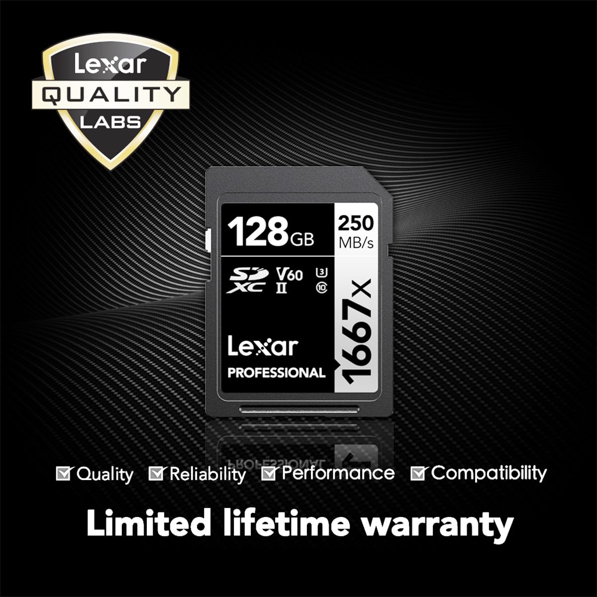 Lexar 128GB (2-Pack) Professional 1667x SD Card, UHS-II, C10, U3, V60, Full HD, 4K, Up To 250MB/s Read SDXC Memory Card, for Professional Photographer, Videographer, Enthusiast (LSD128CBNA16672): 2-PACK 250MB/s 128GB