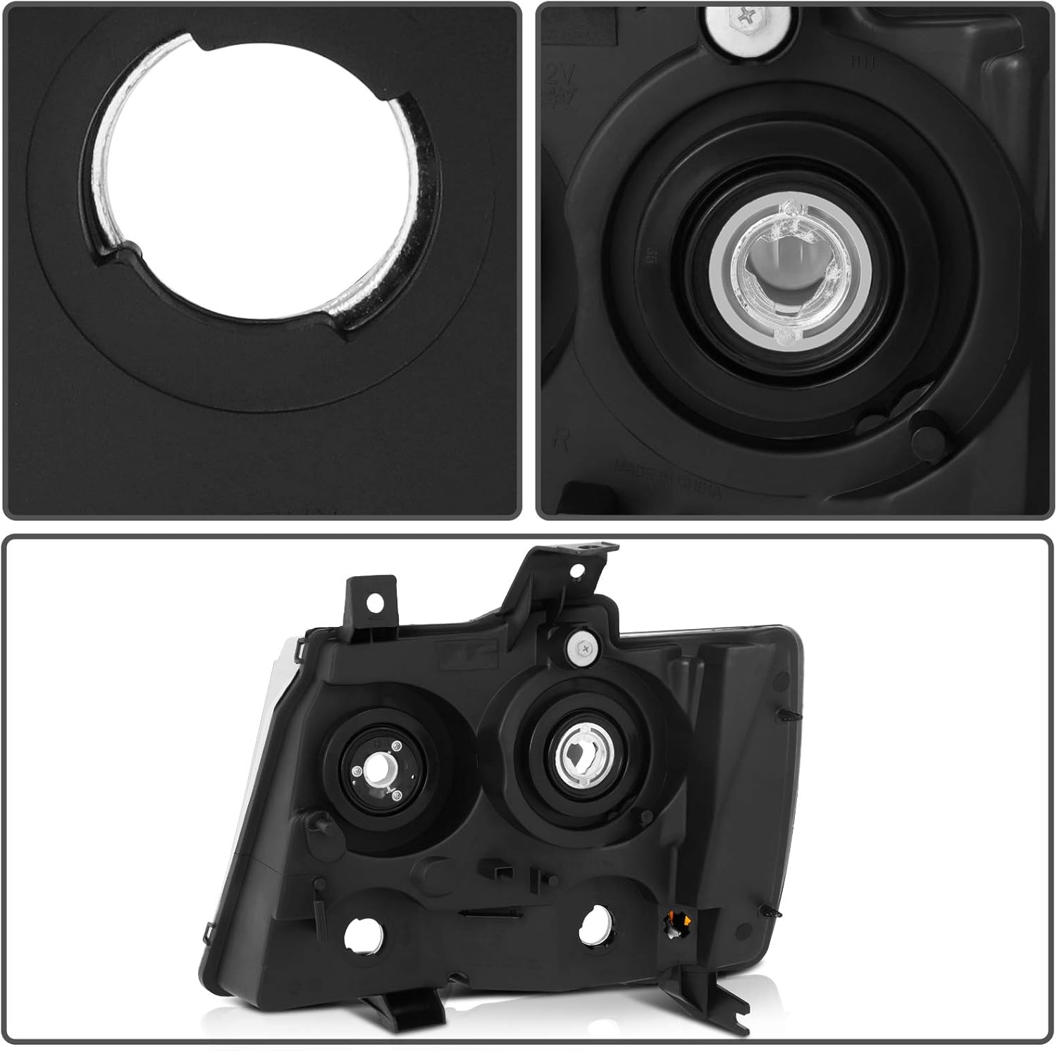 OCPTY Compatible for Chevy Avalanche 2007-2013 for Chevy Suburban 1500 2007-2014 for Chevy Suburban 2500 2007-2013 for Chevy Tahoe 2007-2014 Headlight Headlamps Chrome Housing Amber Reflector