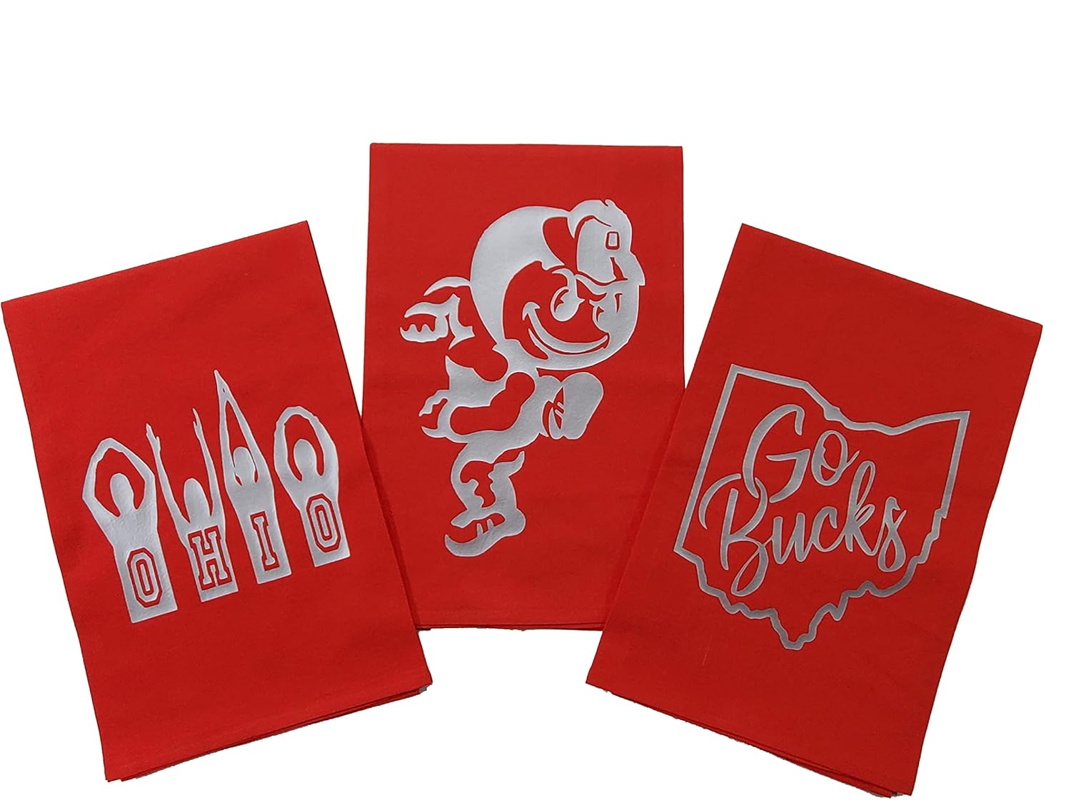 Flour Sack Towel Ohio State Buckeyes 3 Piece Tea Towel Set 27 x Red