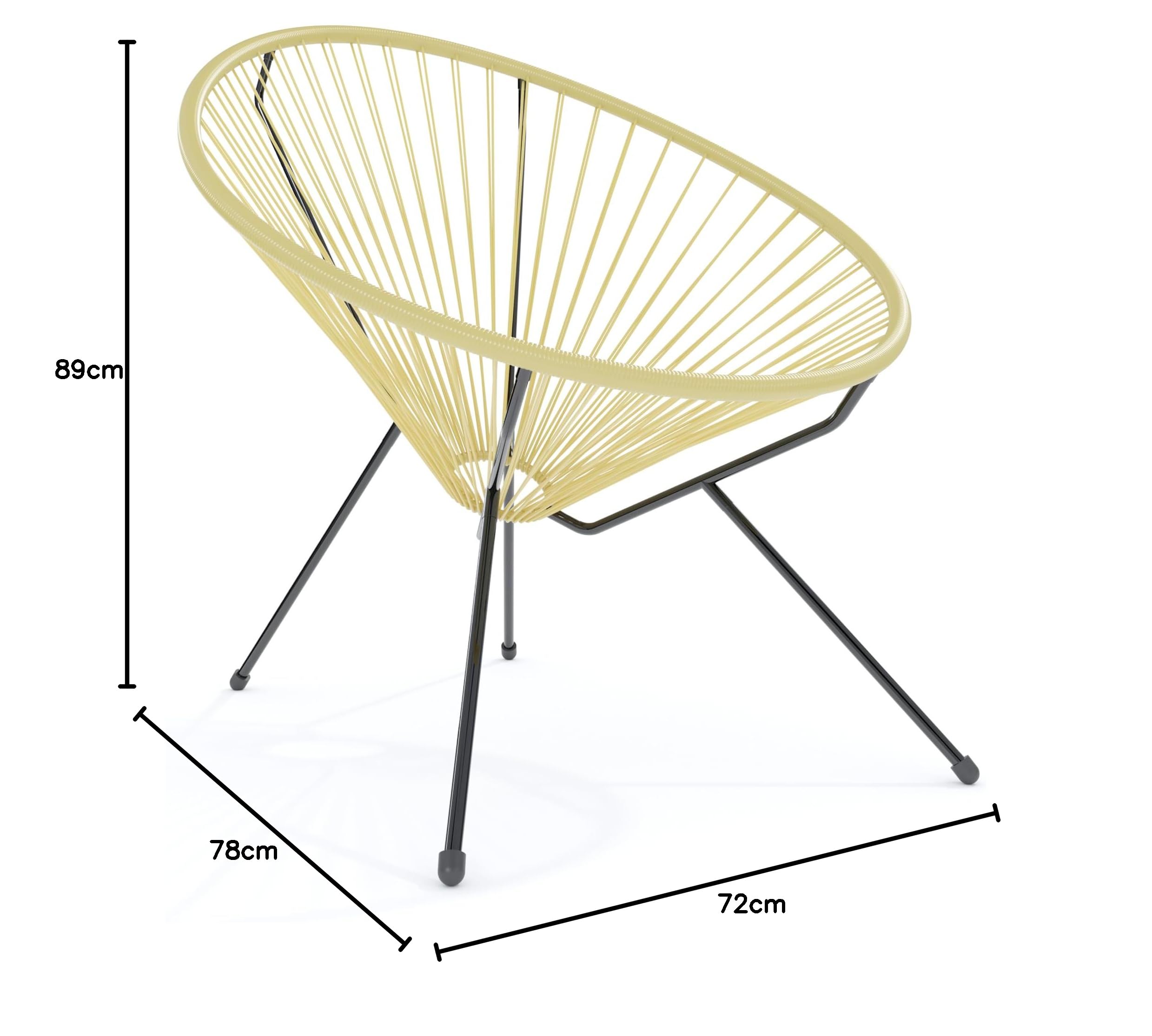 Set Di 2 Poltrone Sedia Relax Con Seduta A Corde Intrecciate Ovale E Struttura In Acciaio Robusto Arredo Arredamento Giardino Esterno Terrazzo Salone Soggiorno Salotto 72 x 78 x 89 cm (Beige)
