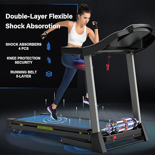 Miniatura 5 de Folding Treadmills for HomeOffice-3.5 HP 330lbs Weight Capacity Portable Electric Foldable Treadmill Walking Pad-Running Exercise Walk Machine Heavy