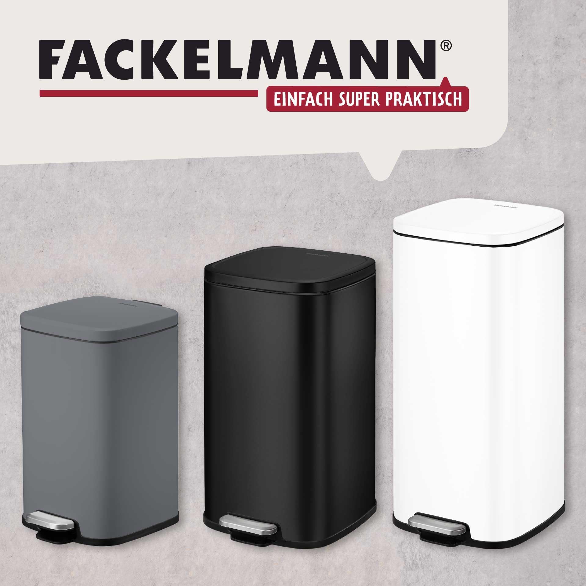 FACKELMANN LONDON Pedal-Abfallsammler 6L – Stilvolles Design in Dunkelgrau, Mit gedämpftem Deckel und Anti-Fingerprint Oberfläche, ca. 20 x 26 x 29 cm