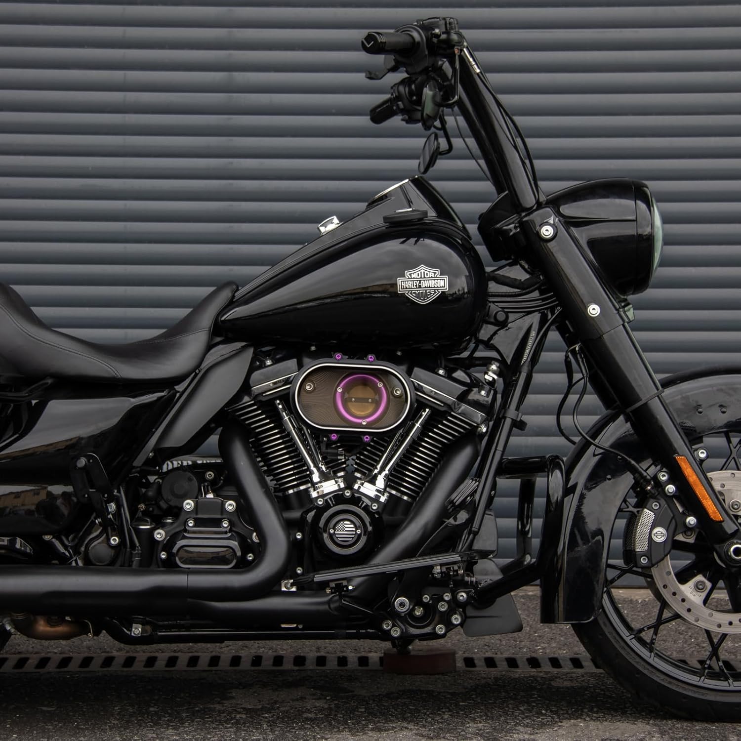 Motorcycle Timing Cover Chrome Black Custom Stars&Stripes Timer Caps Block for 2017+ M8 Engine Softail Touring Breakout Fatboy Street Bob Road King Street Glide (Star&Stripe)