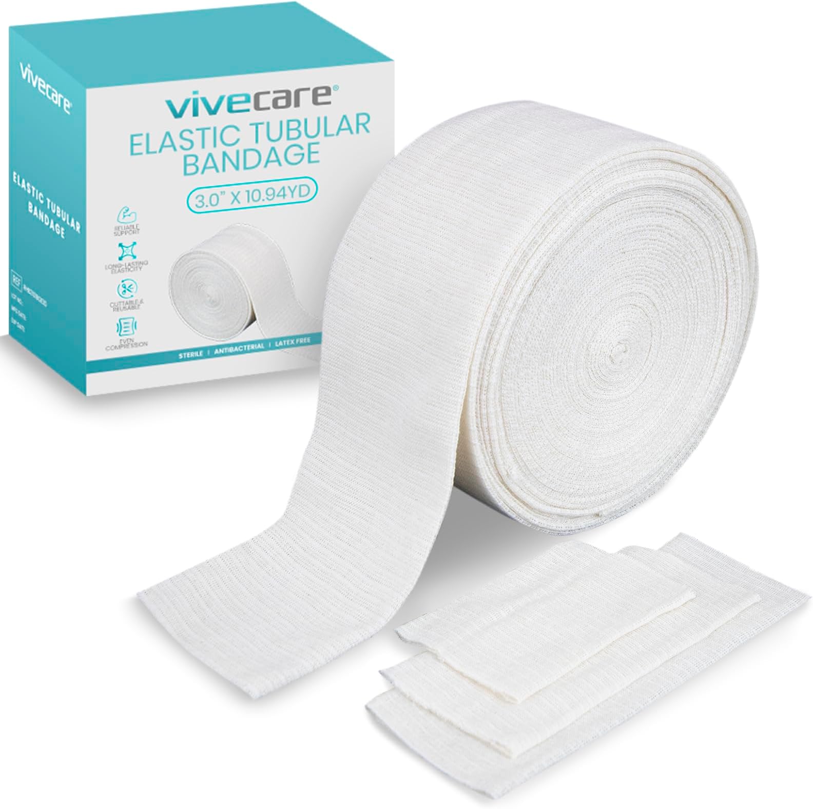 Elastic Tubular Bandage - (4.0" x 33 Feet) Stockinette Tubing for Arm & Legs - Stretch Cotton Compression Sleeve for Wound Care - Fabric Mesh Tube Gauze for Support