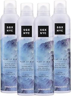 Play it Big Super Hold Volume Finishing Spray - Long Lasting Hair Spray with Anti Frizz Finish - Paraben Free with Coconut Oil - 4 pc