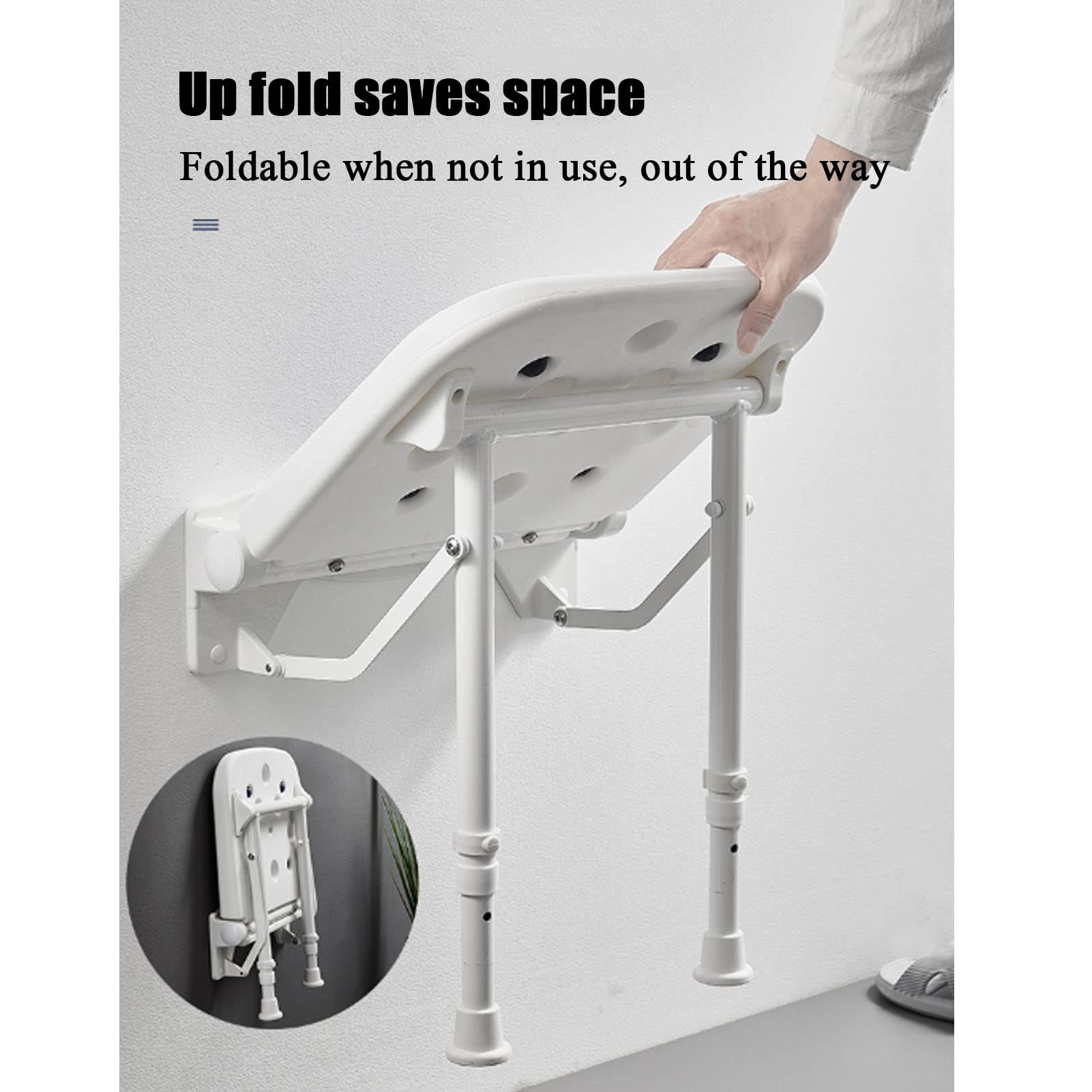Asiento de Ducha Abatible con Patas, Asiento de Ducha Abatible Taburete de Seguridad para Bañera de Baño con Patas/Gray