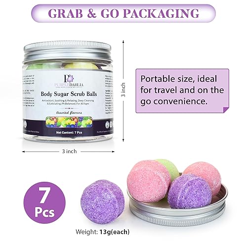 Miniatura 6 de Bolas de azúcar corporal, sabor surtido, exfoliante corporal con fórmula cremosa para suavizar, hidratar, hidratar, exfoliar manos y pies