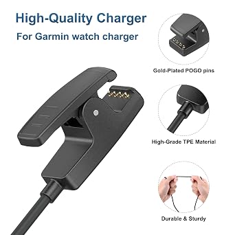 Vancle USB Charger Cable for Garmin Lily/Lily 2/Forerunner 735XT 235 35 64 230 630 645/645 Music, Approach S20/G10/Vivomove HR Smart Watch Replacement Clip Charging Cable