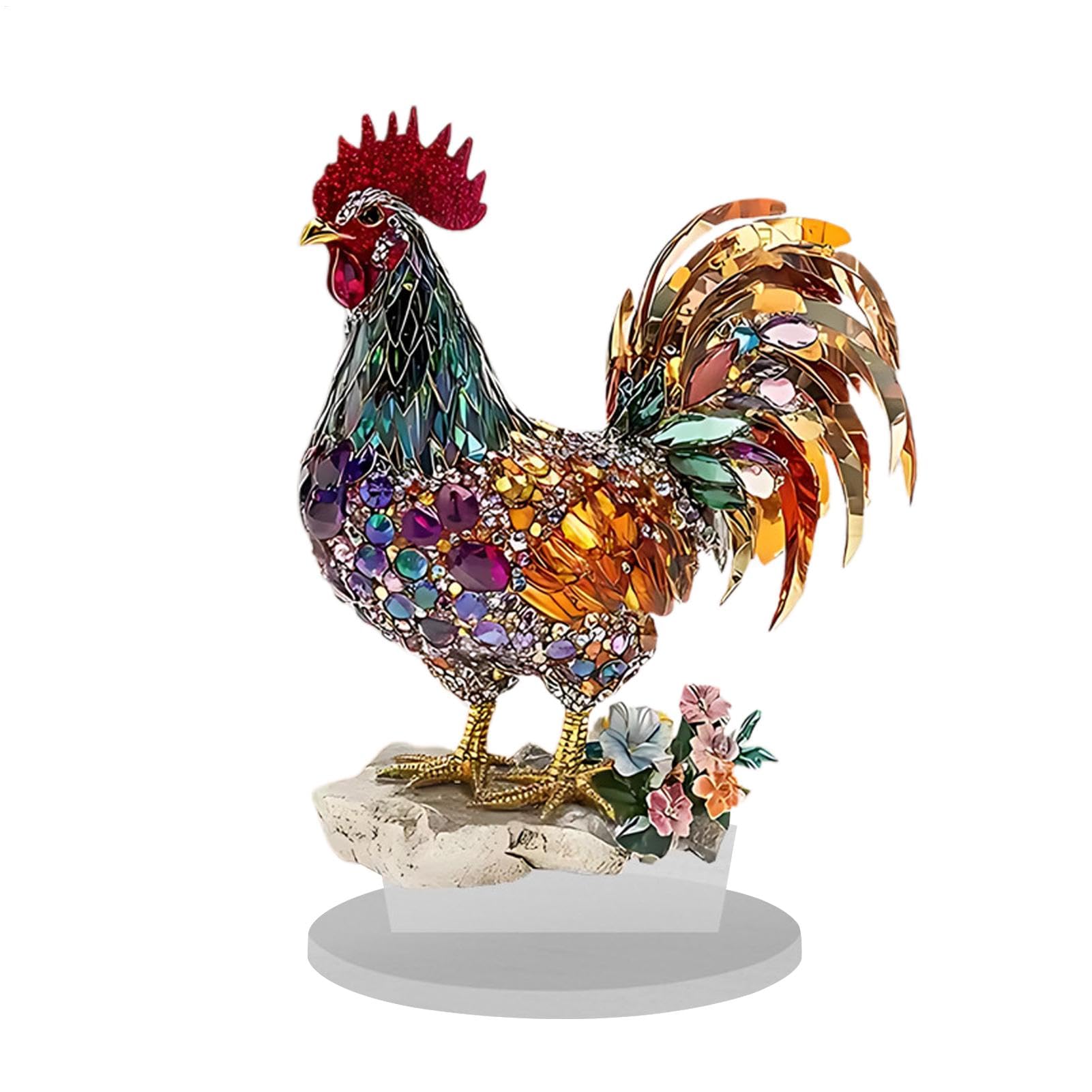 Acrylic Rooster Sign - 2D Acrylic Rooster Desktop Desktop Animal Decoration | Chicken Ornament Table Festive Atmosphere Decoration For Home Living Room