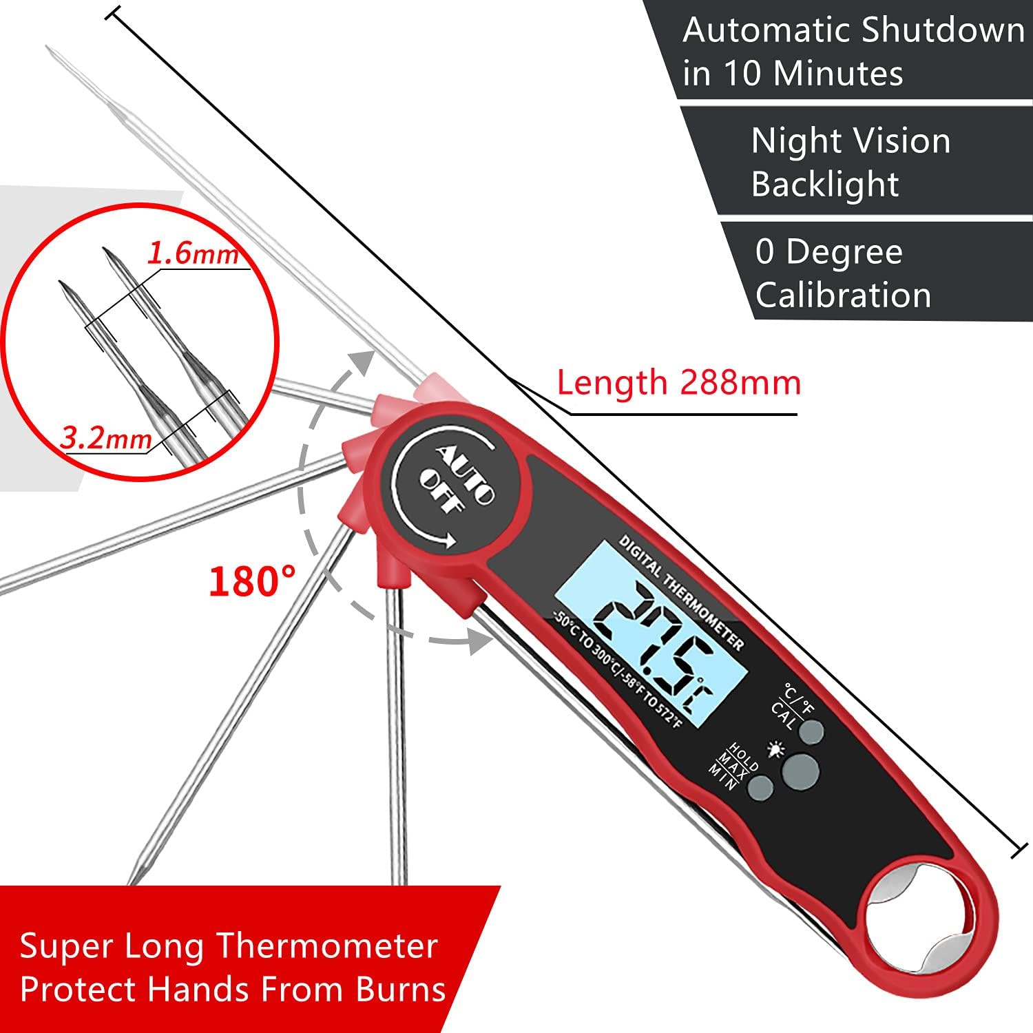 review Digital Meat Thermometers for Cooking - Instant Read Food Thermometer Waterproof Thermometer for Grill and Cooking Calibration Function for Cooking Cake, BBQ, Smoker Oil Fry, Candy, Chicken, Beef