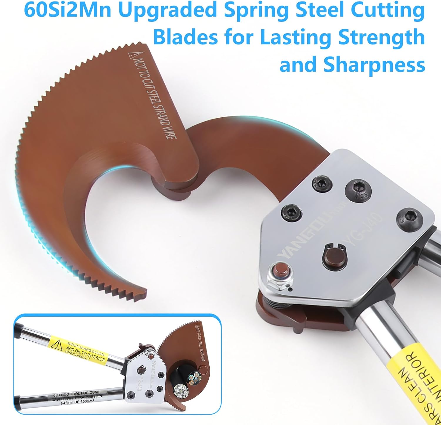 Yangoutool Heavy-Duty Ratcheting Cable Cutters for Large Copper, Aluminum, and Armored Cables - J40 Wire Cutter up to 300 mm², Electrical Wire Cutting Tool