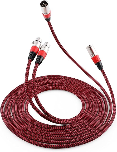 Owekfifv XLR Cable 3m, 2Pack Heavy Duty Balanced 3-Pin XLR Male to Female Microphone Cord with Inner PVC and Outer Nylon Braided Double Protection for Speaker, Amplifier, Recording, Mixer, etc Red
