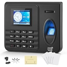 Biometric Time Clock for Small Business - Fingerprint/RFID/PIN Attendance System with Voice Announcement USB Export Wall or Desk Mount