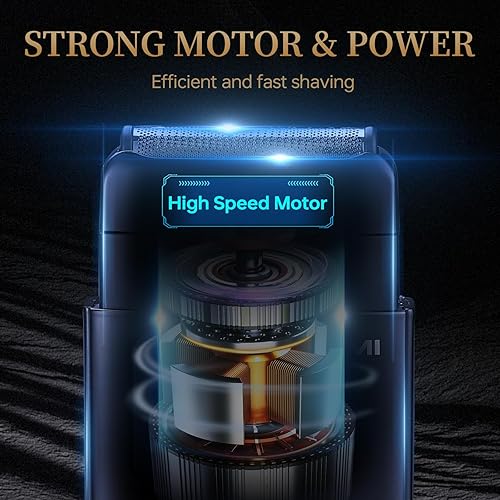 Miniatura 3 de Afeitadoras eléctricas de aluminio para hombres, maquinilla de afeitar eléctrica para hombres  2 cuchillas flotantes, IPX7 impermeable, 3 engranajes