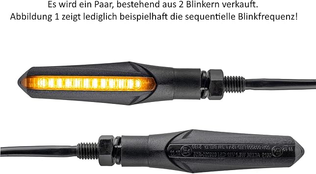 Simda Pro LED Motorcycle Running Effect Indicator Running Light Sequential Black Universal Quad ATV Running Light Indicator Super Look and Wonderfully Bright IP67 Waterproof Rating E-Mark