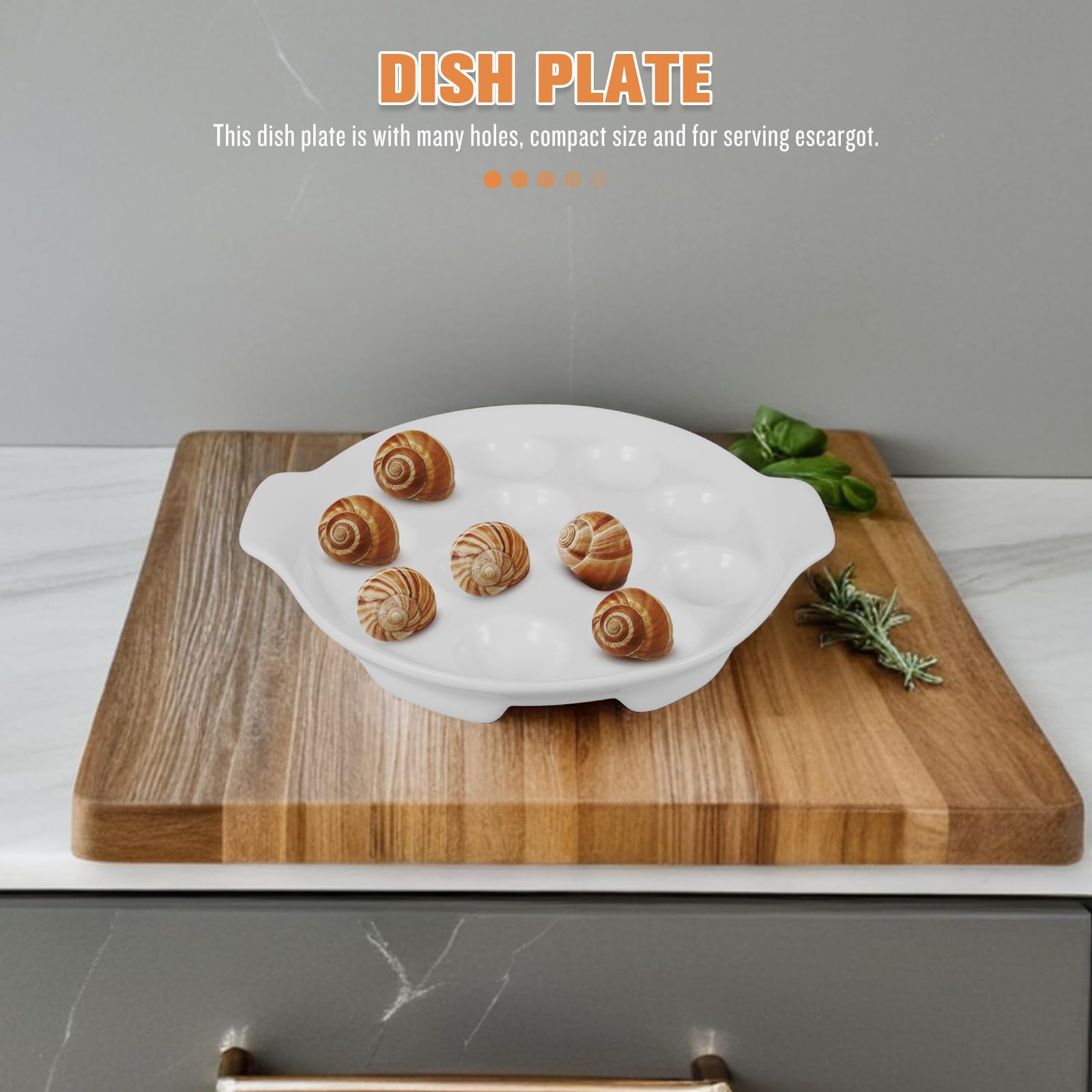 SHINEOFI Plats à Escargots 12 Trous en Céramique Lisse Compartiments Spécifiques pour Cuisson Four et Barbecue