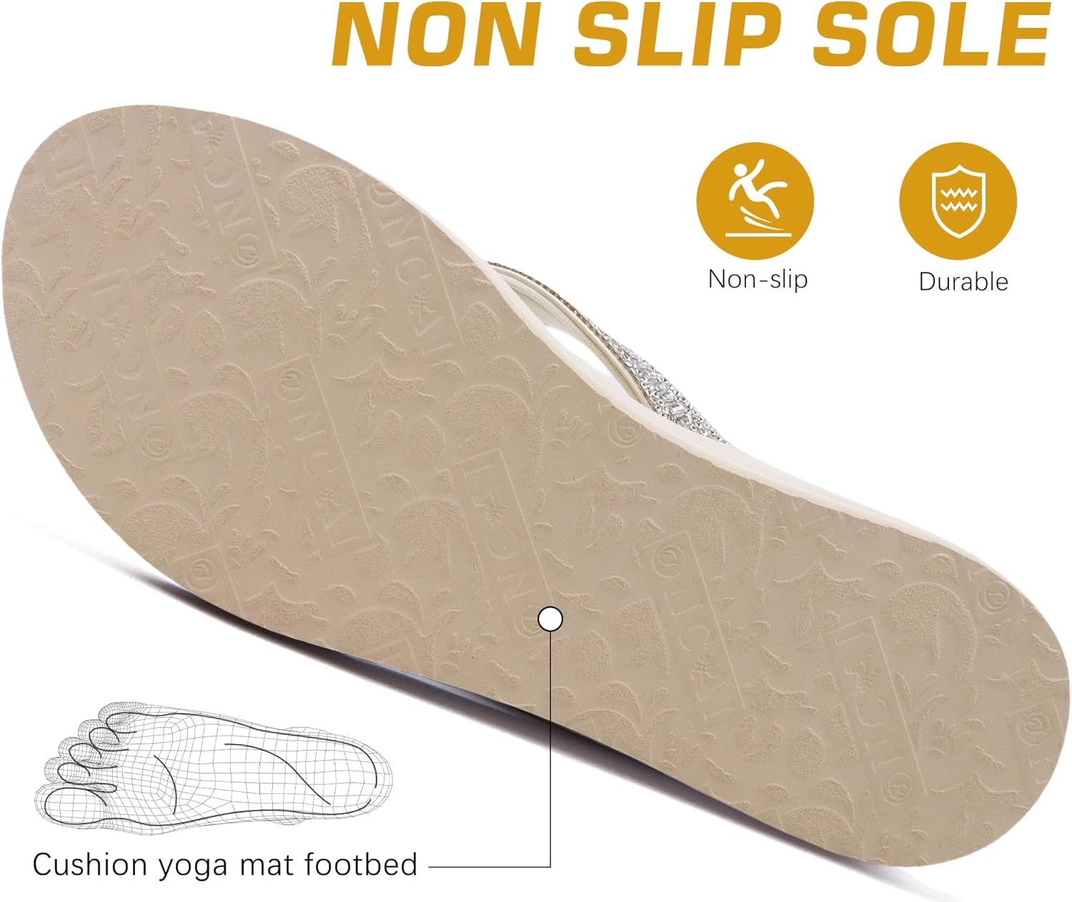 ONCAI Women's Flip Flops with Rhinestone, Arch Support Yoga Mat Comfort Walking Summer Beach Thong Sandals with Plantar Fasciitis Rubber Soles US Size 5-11 - Image 6