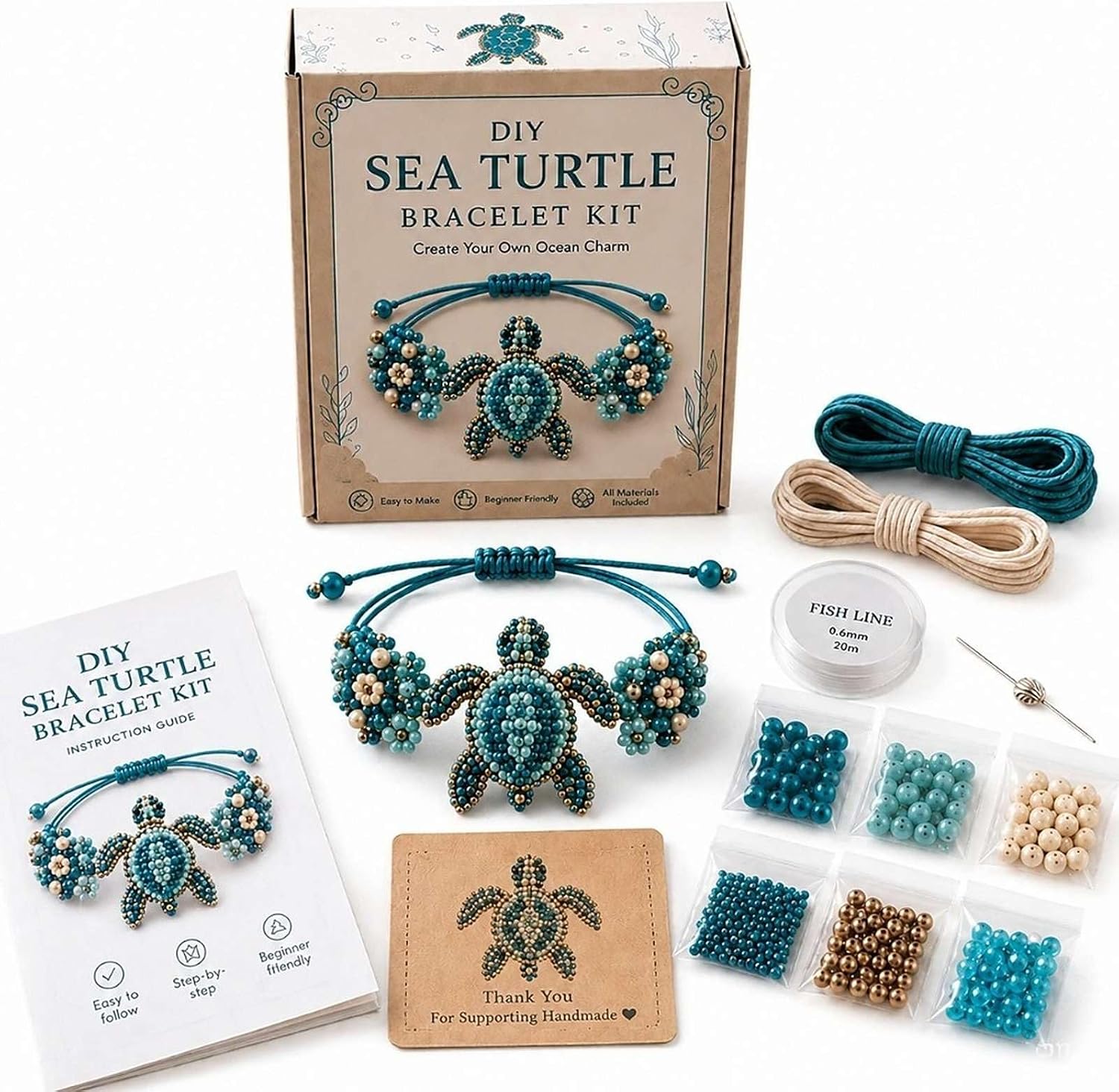 DIY Beaded Bracelet Making Kit,Beginner-Friendly Beaded Bracelet Animal Making Kit,New Upgrade Three-Dimensional Beadwork Jewelry CraftKit with Full-Color Instruction Sheet for Craft Lover (Style C)
