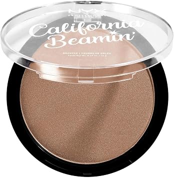 NYX Professional Makeup California Beamin' Face and Body Bronzer, Shimmery Pressed Powder, Large Format, Vegan Formula, Satin Finish, 14 g, Shade: The Golden One