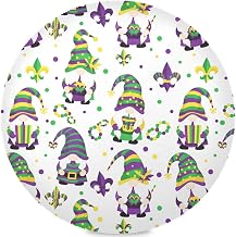 Aslsiy Round Placemats Set of 1 Mardi Gras Gnomes Fleur De Lis-2 Table Mats for Kitchen Place Mats for Home Holiday Party Decor 15 inch