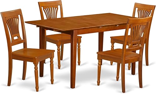 Miniatura 9 de East West Furniture PSPL7-SBR-C - Juego de mesa de comedor de 7 piezas que consta de una mesa de comedor rectangular con hojas de mariposa y 6