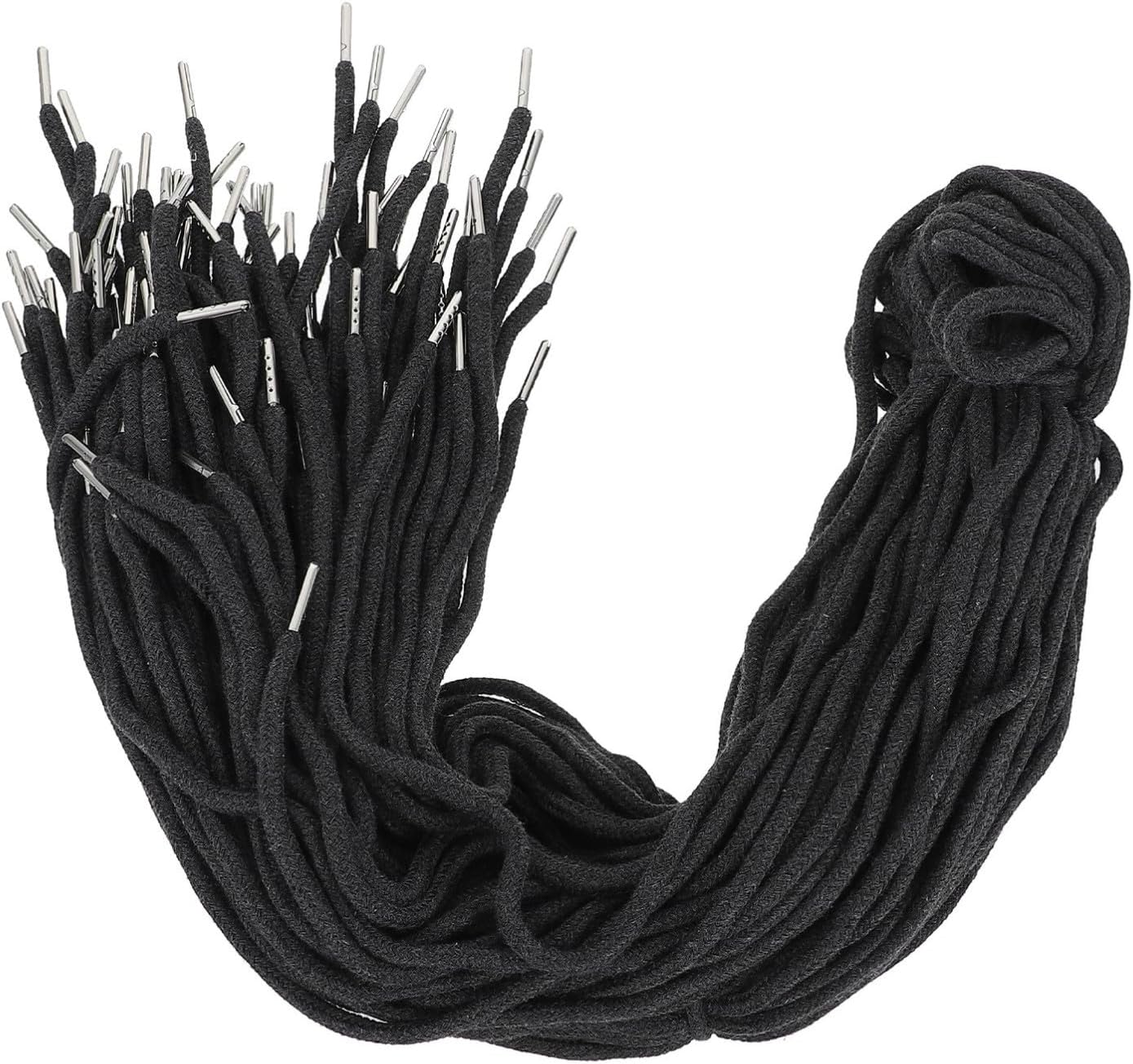 KICHOUSE 50 Pcs Universal Cotton Drawstring Rope with Metal Head for Hoodies and Sweatpants, 5-6mm Diameter, Lightweight and Compact Design, Practical Replacement for Clothing Accessories