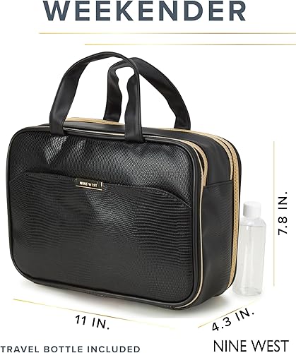 Miniatura 2 de Nine West Bolsa de cosméticos para mujer - Bolsa de viaje para maquillaje y artículos de aseo personal - Estuche organizador de maquillaje, Negro -