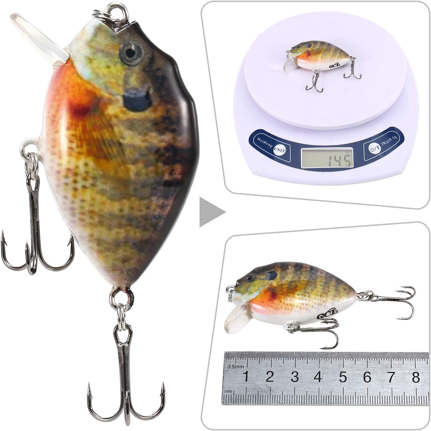 HUIOP wobbler Fishing Lure, 5PCS Fishing Lures 6cm 15g Mini Wobbler Fishing Lure Artificial Hard Bait Crankbait with Tackle Box for Fish Bass Fishing Tackle