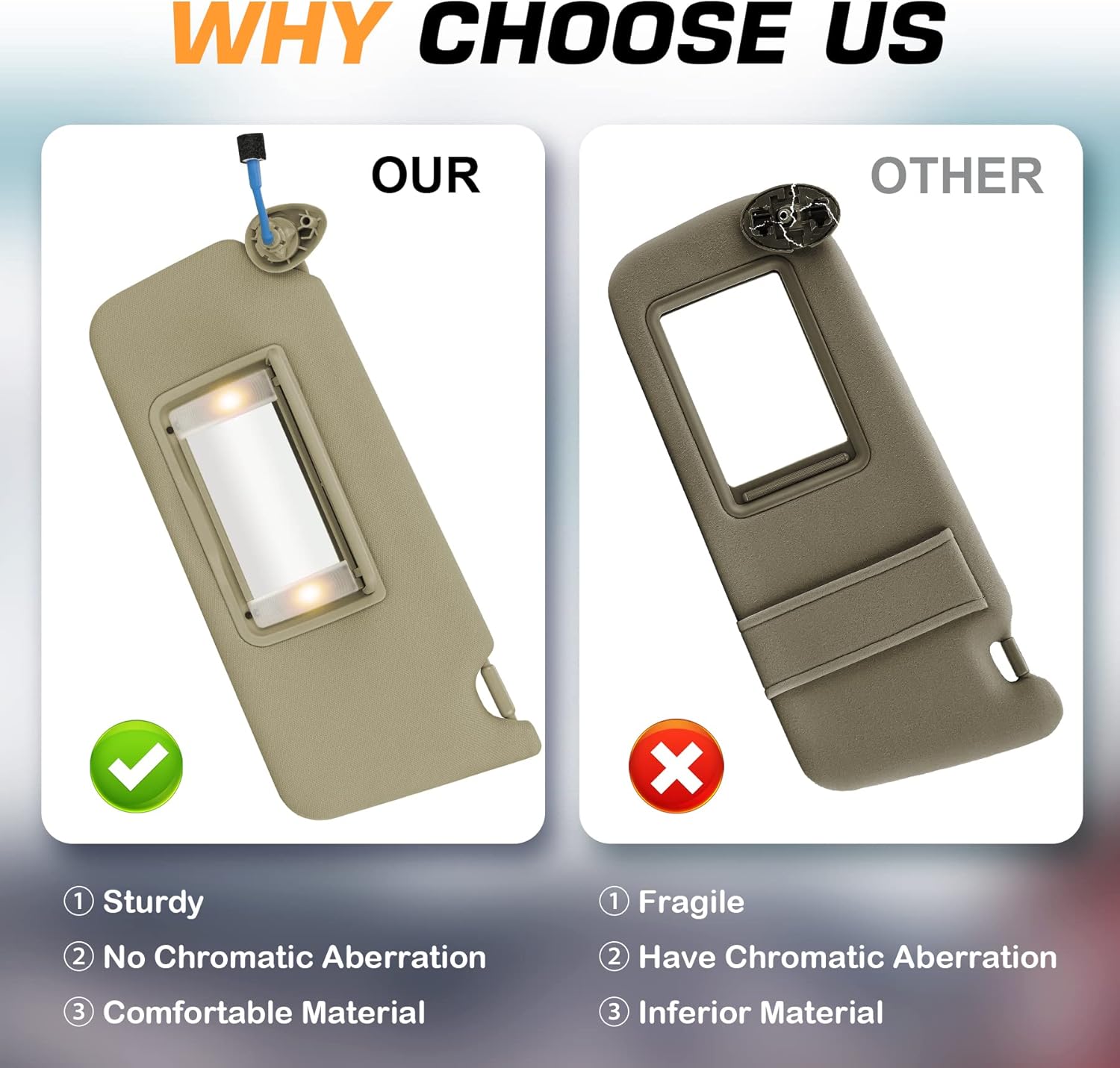 TadaMark Left Driver Side Sun Visor Fit for Honda Accord 2008 2009 2010 2011 2012 2013 2014 2015 2016 2017 Beige with Light Replace # 83280-TA0-A91ZB