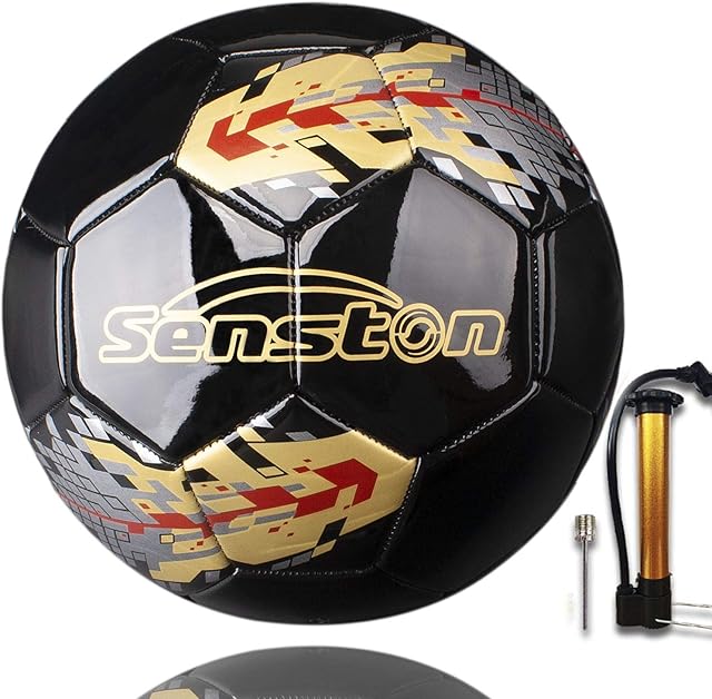 Senston Football Training Ball Size 5 Official Match Football Adults Soccer Ball Futsal Black Football