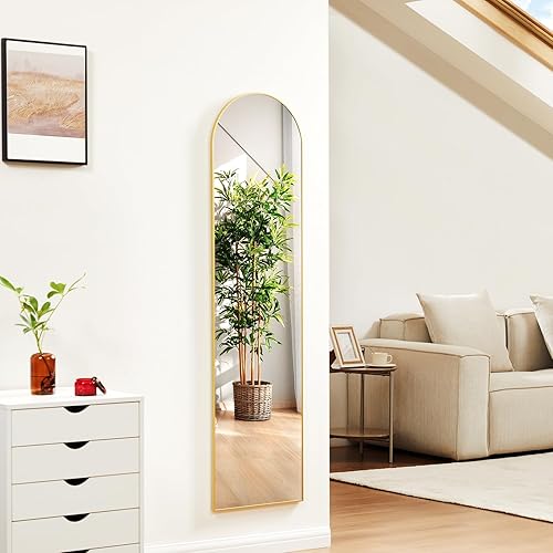 Miniatura 2 de NEWBULIG Espejo arqueado de cuerpo completo, espejo de pie de 59 x 16 pulgadas con marco de aleación de aluminio para dormitorio, sala de estar,