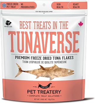 The Granville Island Pet Treatery|Freeze Dried Tuna Flakes Treat for Dogs & Cats Freeze-Dried Bites Raw Single Ingredient Flash Frozen to Maintain Nurtients Vitamins and Healthy Oils 60g