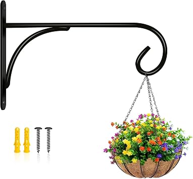 Plant Hangers Outdoor, Metal Iron Wall Plant Hanger Hook, Hanging Plant Bracket, Bird Feeder Hanger, Hanging Basket Hook for House Decor8.7inch, 1Pack
